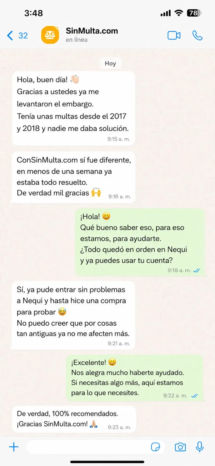 Chat de WhatsApp en Bogotá: orientación para impugnar un comparendo reciente.