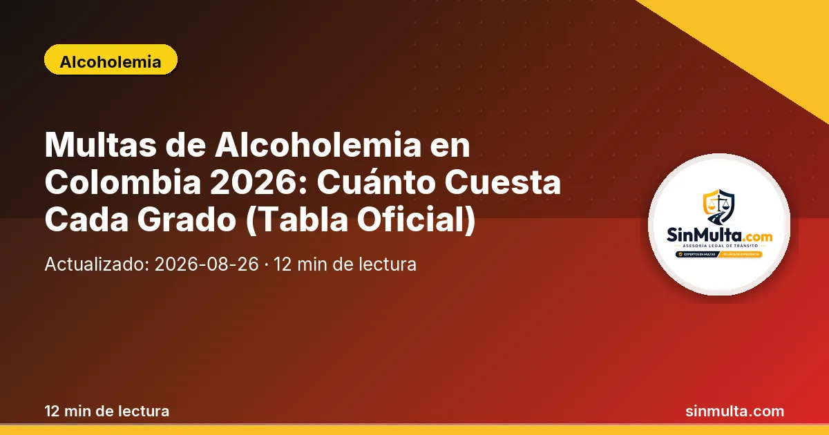 Multas de Alcoholemia en Colombia 2026: Cuánto Cuesta Cada Grado (Tabla Oficial) — Alcoholemia