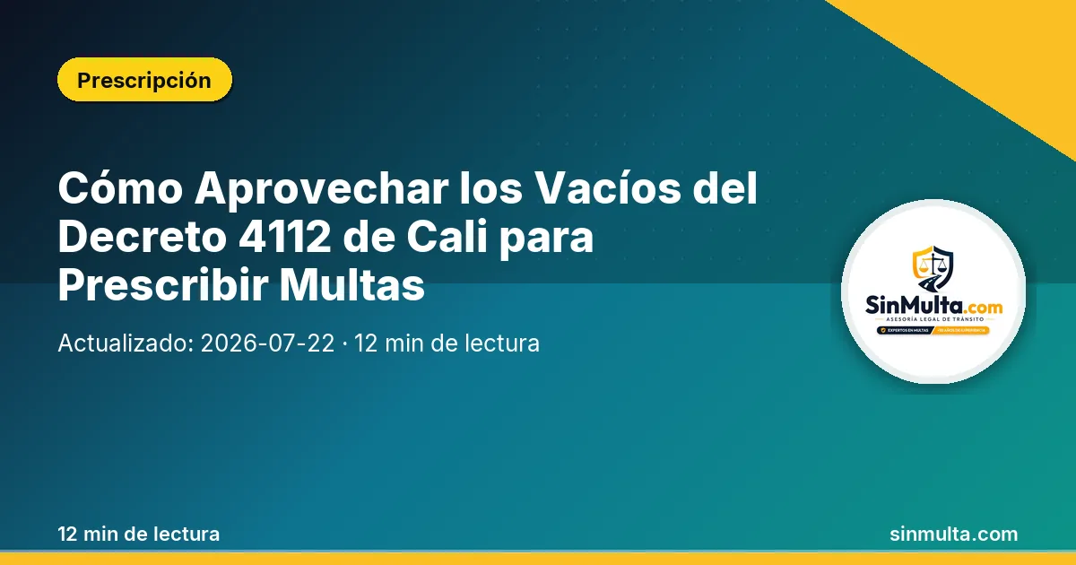 Cómo Aprovechar los Vacíos del Decreto 4112 de Cali para Prescribir Multas — Prescripción
