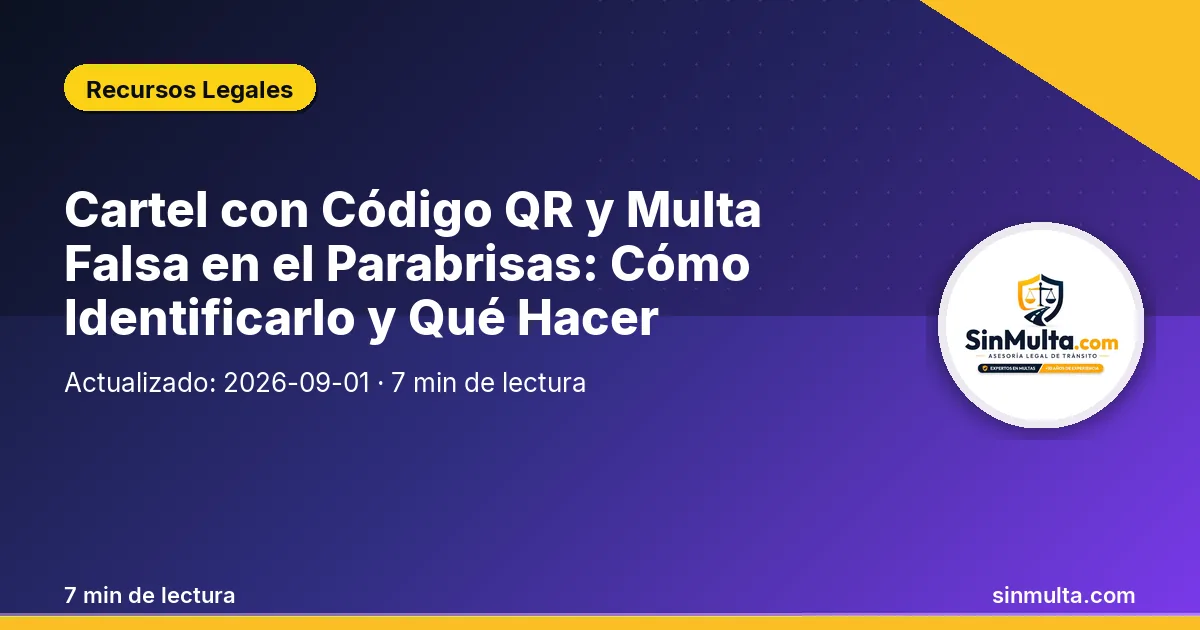Cartel con Código QR y Multa Falsa en el Parabrisas: Cómo Identificarlo y Qué Hacer — Recursos Legales