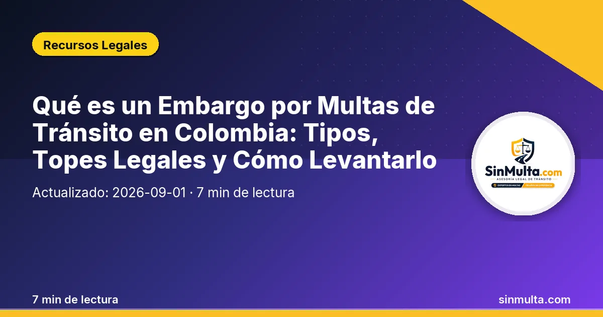Qué es un Embargo por Multas de Tránsito en Colombia: Tipos, Topes Legales y Cómo Levantarlo — Recursos Legales