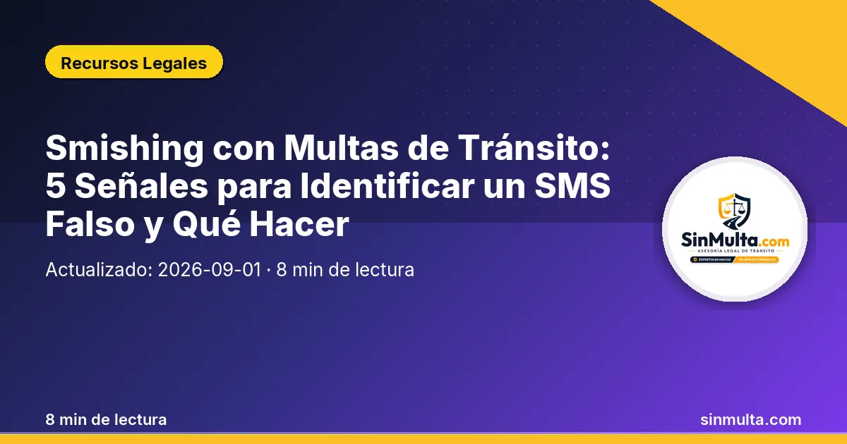 Smishing con Multas de Tránsito: 5 Señales para Identificar un SMS Falso y Qué Hacer — Recursos Legales